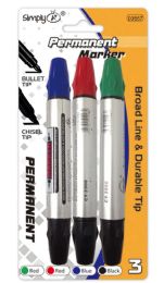 36 Pieces 3pc Permanent Marker Dual Tip - Markers