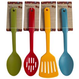 48 Wholesale Kitchen Tool Nylon 3style/4 Fall Colors Slotted Spoon/turner & Basting Spoon 12in Fall Tcd