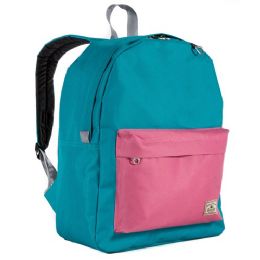 30 Pieces Classic Color Block Backpack In Teal And Marsala - Backpacks 16"