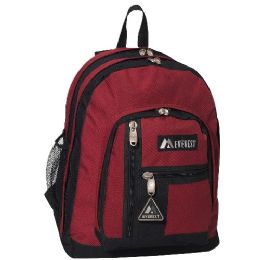 30 Pieces Double Main Compartment Backpack In Burgandy - Backpacks 18" or Larger