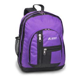 30 Pieces Double Main Compartment Backpack In Purple - Backpacks 18" or Larger