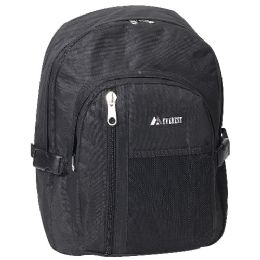 30 Wholesale Backpack With Front Mesh Pocket In Black