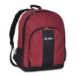 Backpack With Front And Side Pockets In Burgnady And Black