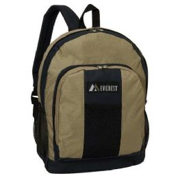 30 Pieces Backpack With Front And Side Pockets In Khaki Navy - Backpacks 17"