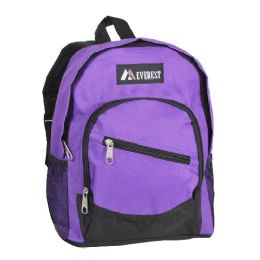 30 Pieces Junior Slant Backpack In Purple - Backpacks 15" or Less