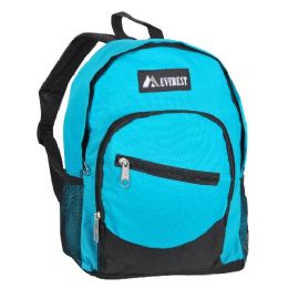 30 Pieces Junior Slant Backpack In Turquoise - Backpacks 15" or Less