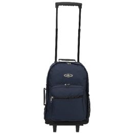 6 Pieces Wheeled Backpack Standard In Navy - Backpacks 17"