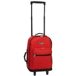 6 Pieces Wheeled Backpack Standard In Red - Backpacks 17"