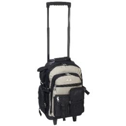6 Wholesale Deluxe Wheeled Backpack In Khaki