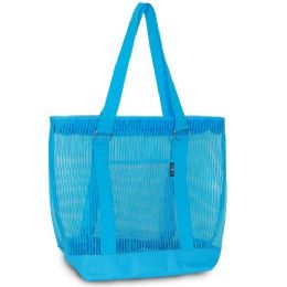 40 Wholesale Mesh Shopping Tote In Blue