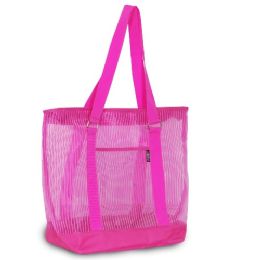 40 Wholesale Mesh Shopping Tote In Hot Pink