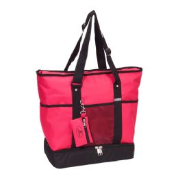 30 Wholesale Deluxe Shopping Tote In Hot Pink