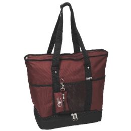 30 Pieces Deluxe Shopping Tote In Burgandy - Tote Bags & Slings