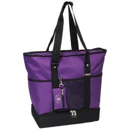 30 Wholesale Deluxe Shopping Tote In Purple