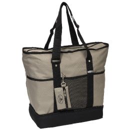 30 Pieces Deluxe Shopping Tote In Khaki - Tote Bags & Slings