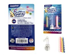 144 Pieces 5pc Flashing Light Candle Holder Set #1 - Birthday Candles