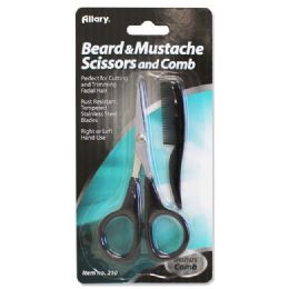 144 Pieces Beard & Mustache Scissors And Comb - Hair Brushes & Combs