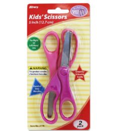 144 Pieces Kid's Premium 2-Pack Scissors, Blunt Tip, 5" - School Supplies