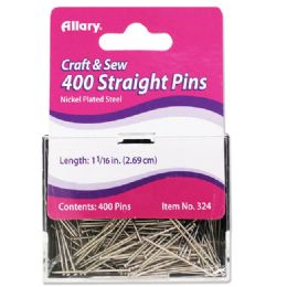 144 Pieces Straight Pins, 1-1/16", 400 Ct. - Push Pins and Tacks