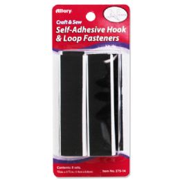 144 Pieces Hook & Loop Fasteners, Black NO-Sew, 8 Sets/16 Strips - Sewing Supplies