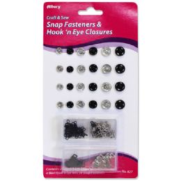 144 Pieces Hook 'n Eye Closures & Snap Fasteners Set - Sewing Supplies