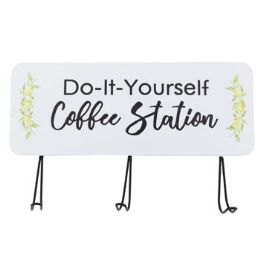 6 pieces Wall Sign 15.5 Coffee Stationw/hooks (5.20) - Wall Decor