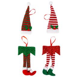 24 pieces Ornament Elf Legs Or Hat 4ast - Christmas Ornament