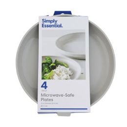 12 pieces Plates 4pk 10in Microwavable Grey Plastic *9.00* Simply Essential - Microwave Items