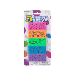 36 Bulk Erasers Fruit Scented 5pk 5 Colors Per Blister