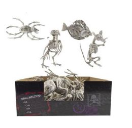 24 pieces Skeleton Animal 4ast In 24pc Pdq Plastic Crow/rat/spider/fish Hlwn ht - Halloween