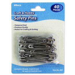 144 Wholesale Extra Large Safety Pins, 2" & 2.5", Premium Quality, 40 Ct.