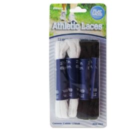 144 Wholesale Athletic Laces, 4 Pair (2 White, 2 Black), 27" Flat