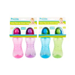 12 Pieces Premia Baby 2pk PoP-Up Straw Cups C/p 12 - Baby Accessories