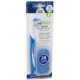 12 Wholesale Extend Reusable Flosser 1 Handle and 28 Refills Floss Head