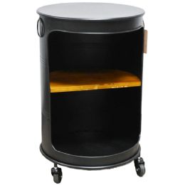 Wholesale Black Round Metal Cabinet with Shelves on Wheels