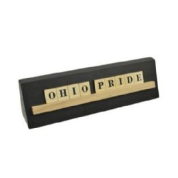 24 Wholesale 8x2 OHIO PRIDE Print Puzzle Piece Blk Wedge Wood Stand Tabletop