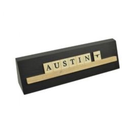 24 Wholesale 8x2 AUSTIN Print Puzzle Piece Blk Wedge Wood Stand Tabletop