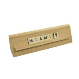 24 Wholesale 8x2 MIAMI Print Puzzle Piece Wedge Wood Stand Tabletop