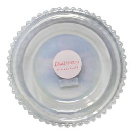 12 Wholesale 8" Glass Plate Clear Luster Hobnail H