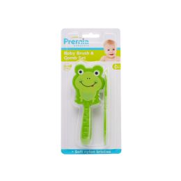 36 Bulk Premia Babycare Decorated Frog Baby Hairbrush Set C/p 36