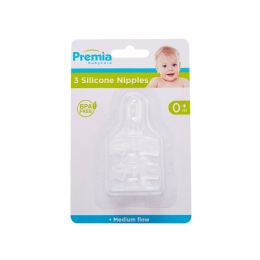 36 Pieces Premia Nipple 3pc Clear Silicone - Baby Accessories