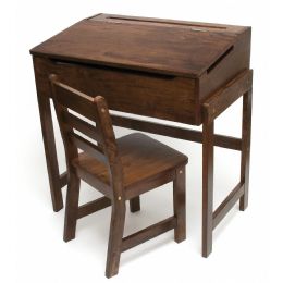 KIDS SLANTED TOP DESK & CHAIR SET ACACIA WALNUT - Sets
