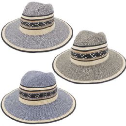 24 Wholesale Elegant Straw Adjustable Fedora Hat