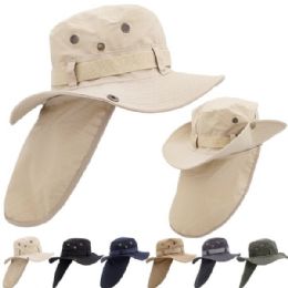 24 Pieces Quick Dry Camping Neck Flap Camo Boonie Hat - Cowboy & Boonie Hat