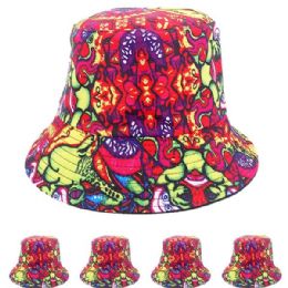 24 Wholesale Abstract Patterns Print Double Sided Wearable Bucket Hat