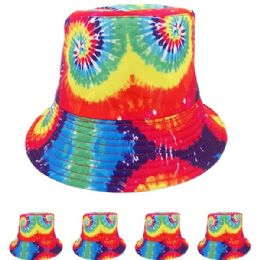 24 Pieces Tie Dye Spiral Double Sided Wearable Bucket Hat - Bucket Hats