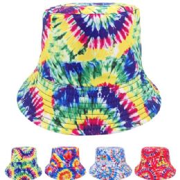 24 Pieces Tie Dye Patterns Double Sided Wearable Bucket Hat - Bucket Hats