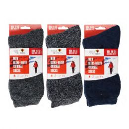 144 Pairs Mens Ultra Heavy Thermal Socks Black Shoe Size 6 To 12 - Mens Thermal Sock