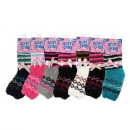 144 Pairs Womens Fuzzy Socks Assorted Color - Womens Crew Sock