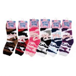 144 Wholesale Womens Fuzzy Socks Assorted Color